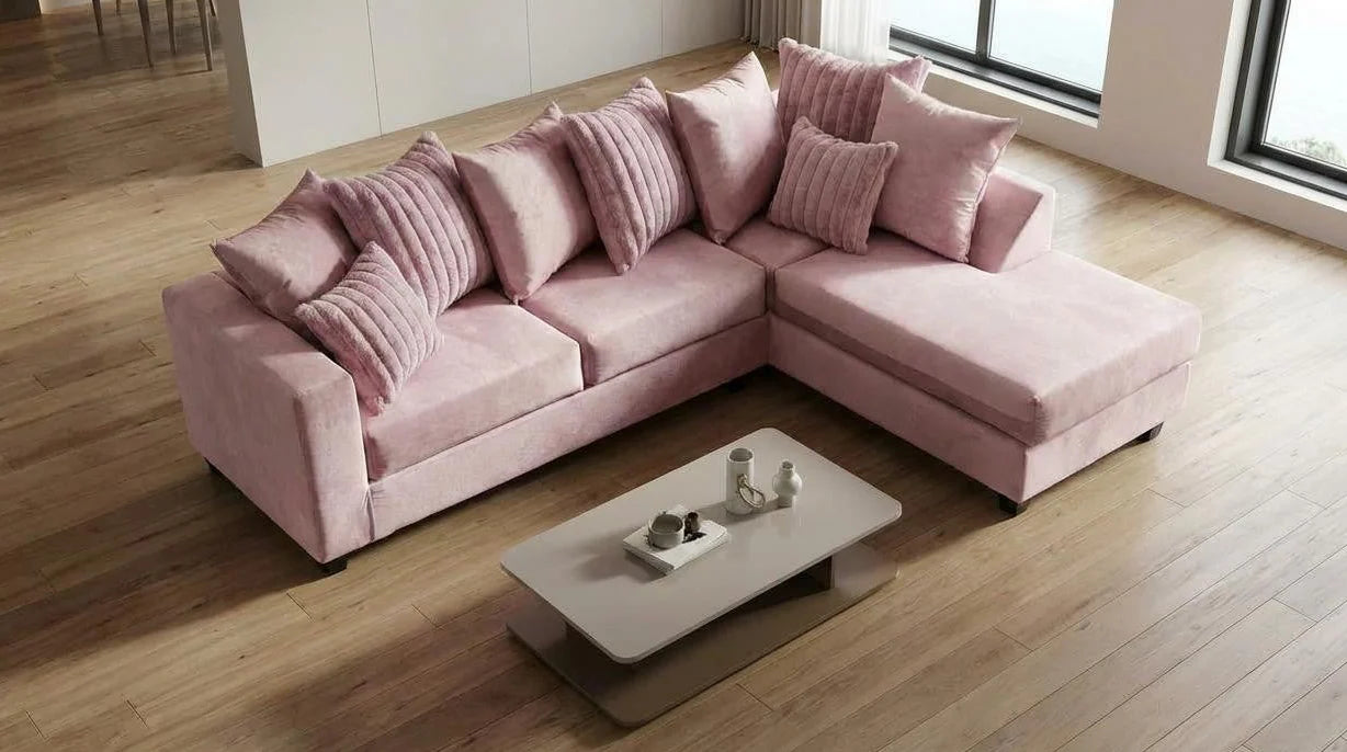 Kora Sectional Sofa – Pink / Fuchsia Fabric