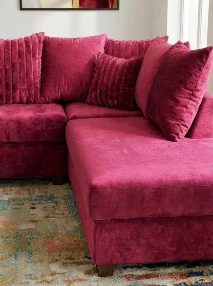 Kora Sectional Sofa – Pink / Fuchsia Fabric