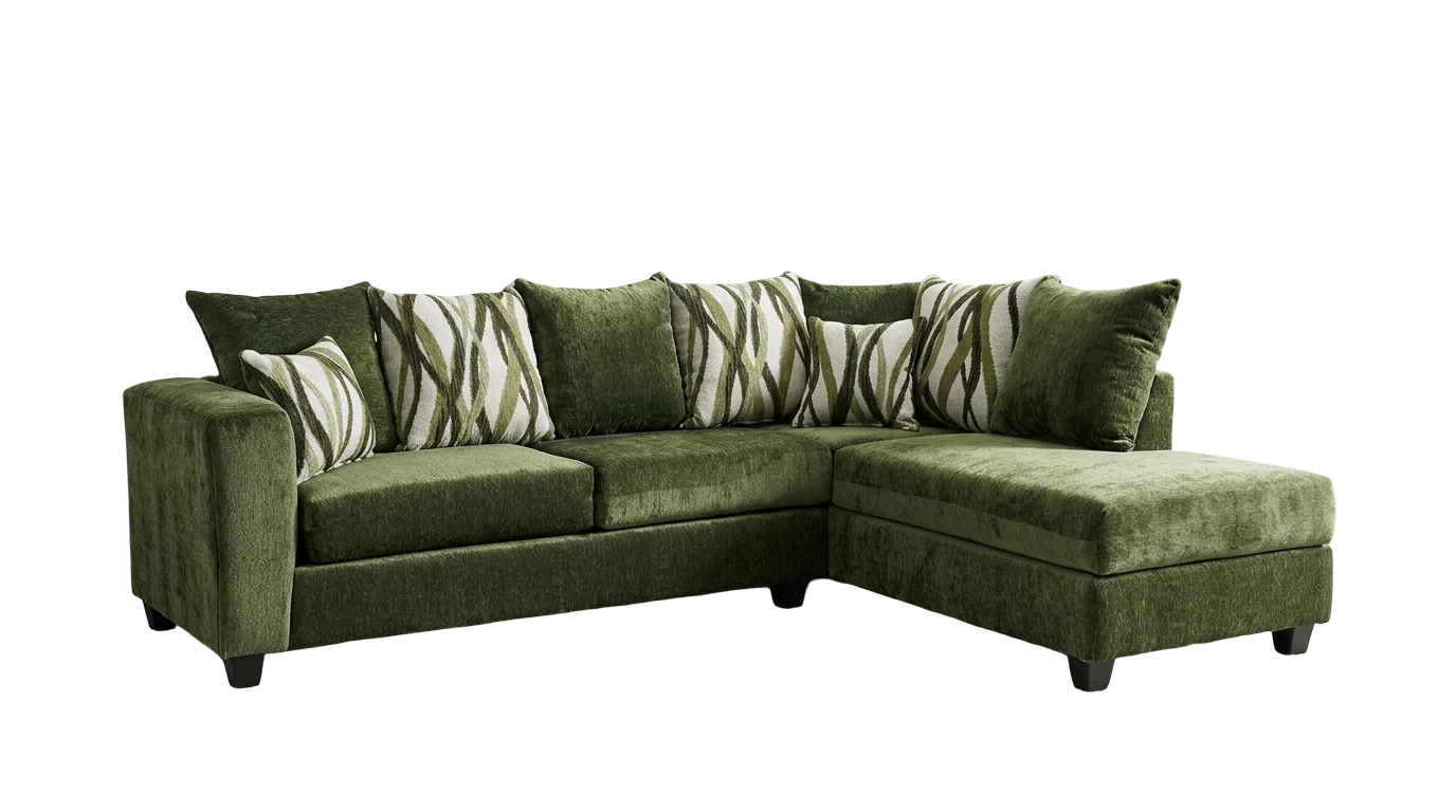 Cactus 2-Piece Sectional Sofa – Moss Green
