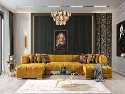 Chaise longue seccional de terciopelo Ariana