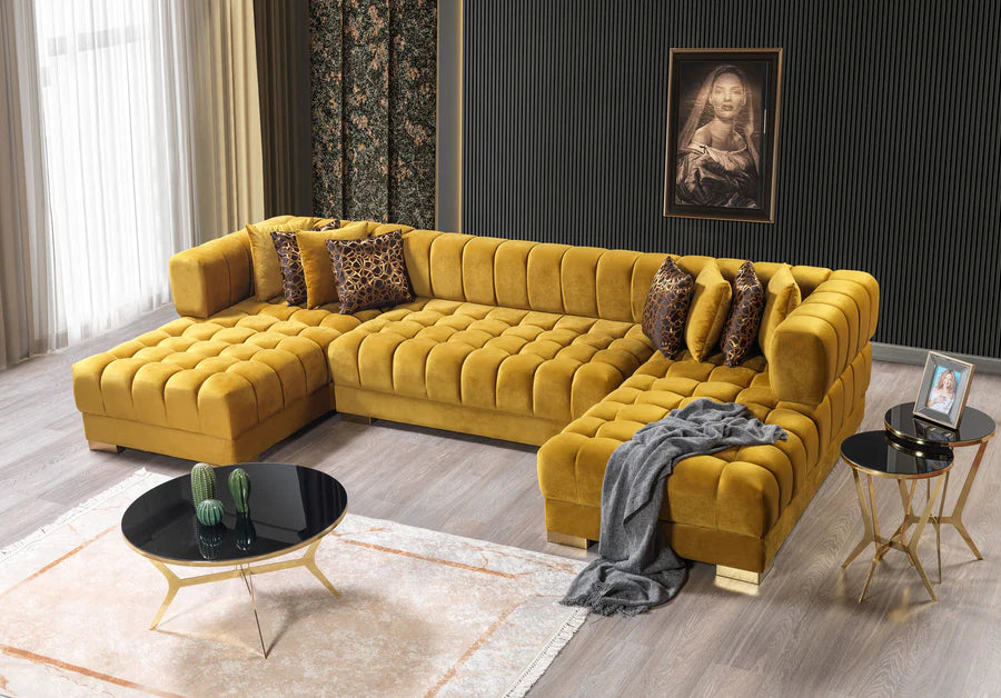 Chaise longue seccional de terciopelo Ariana