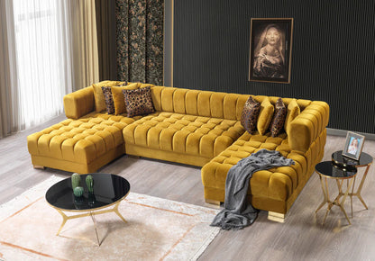 Chaise longue seccional de terciopelo Ariana