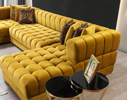 Chaise longue seccional de terciopelo Ariana