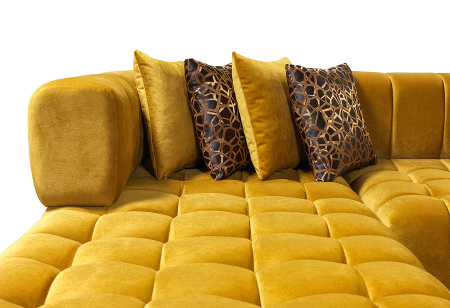 Chaise longue seccional de terciopelo Ariana