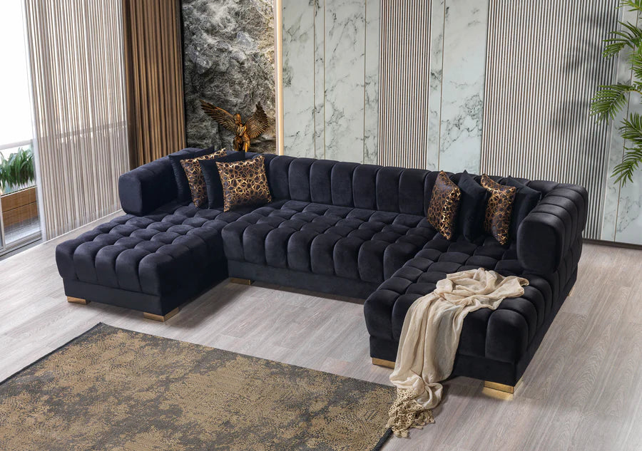 Chaise longue seccional de terciopelo Ariana