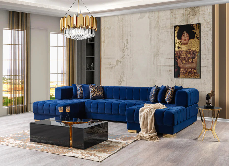 Chaise longue seccional de terciopelo Ariana