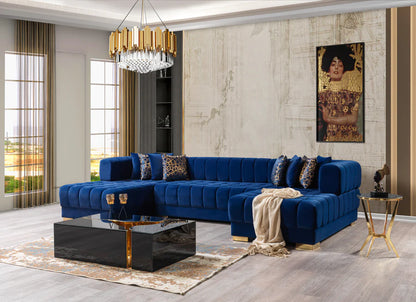 Chaise longue seccional de terciopelo Ariana