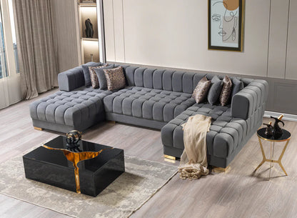Chaise longue seccional de terciopelo Ariana