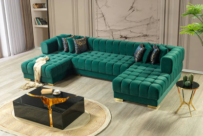Chaise longue seccional de terciopelo Ariana