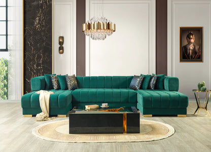 Chaise longue seccional de terciopelo Ariana