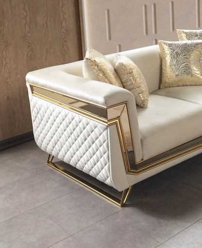 Anica Ivory Velvet Sofa & Loveseat