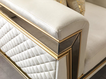 Anica Ivory Velvet Sofa & Loveseat