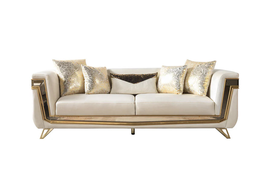 Anica Ivory Velvet Sofa & Loveseat