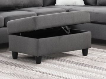 Rocket Reversible Sectional with Drop-Down Table & Storage Ottoman – Charcoal / Gray