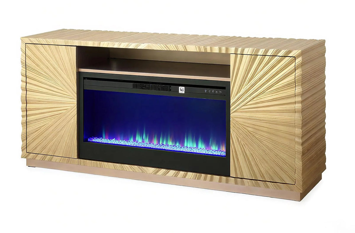 The Ember TV Stand | Gold | Electric Fireplace