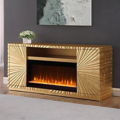 The Ember TV Stand | Gold | Electric Fireplace