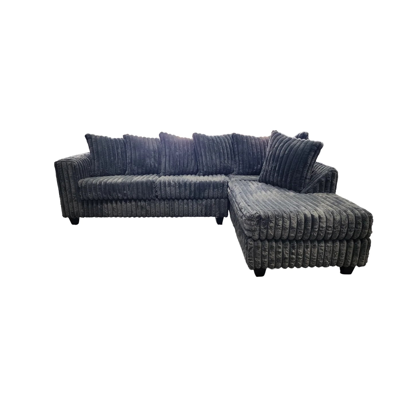 Berlin Corduroy L-Shaped Sectional – Charcoal
