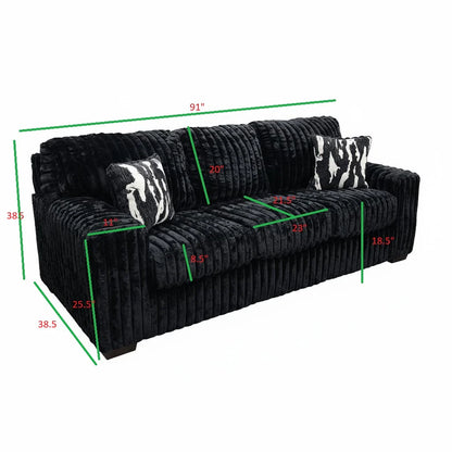 Maverick Corduroy Sofa & Loveseat Set | Black