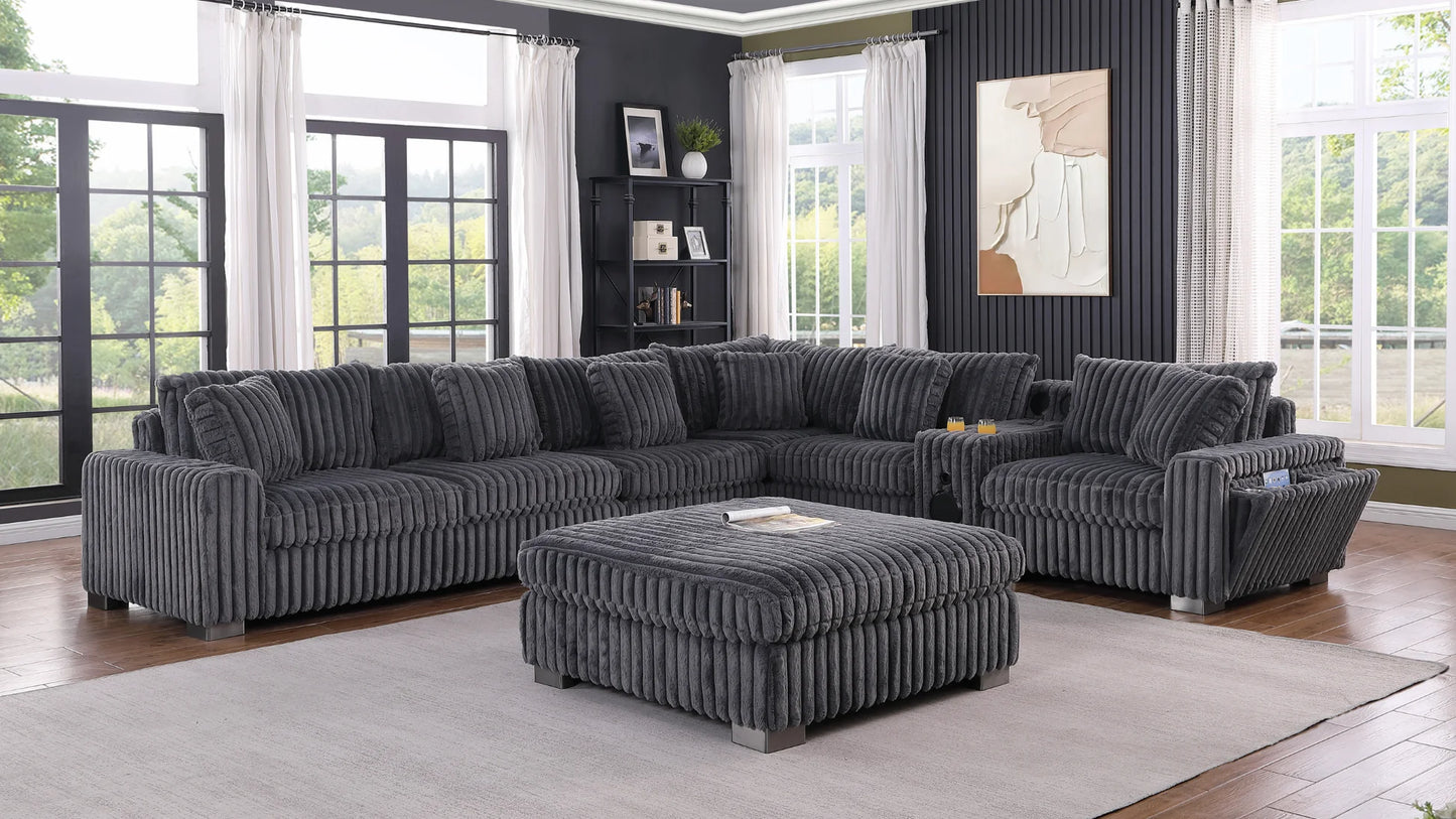 Snuggle Station Modular Sectional with Ottoman & Console (S329)