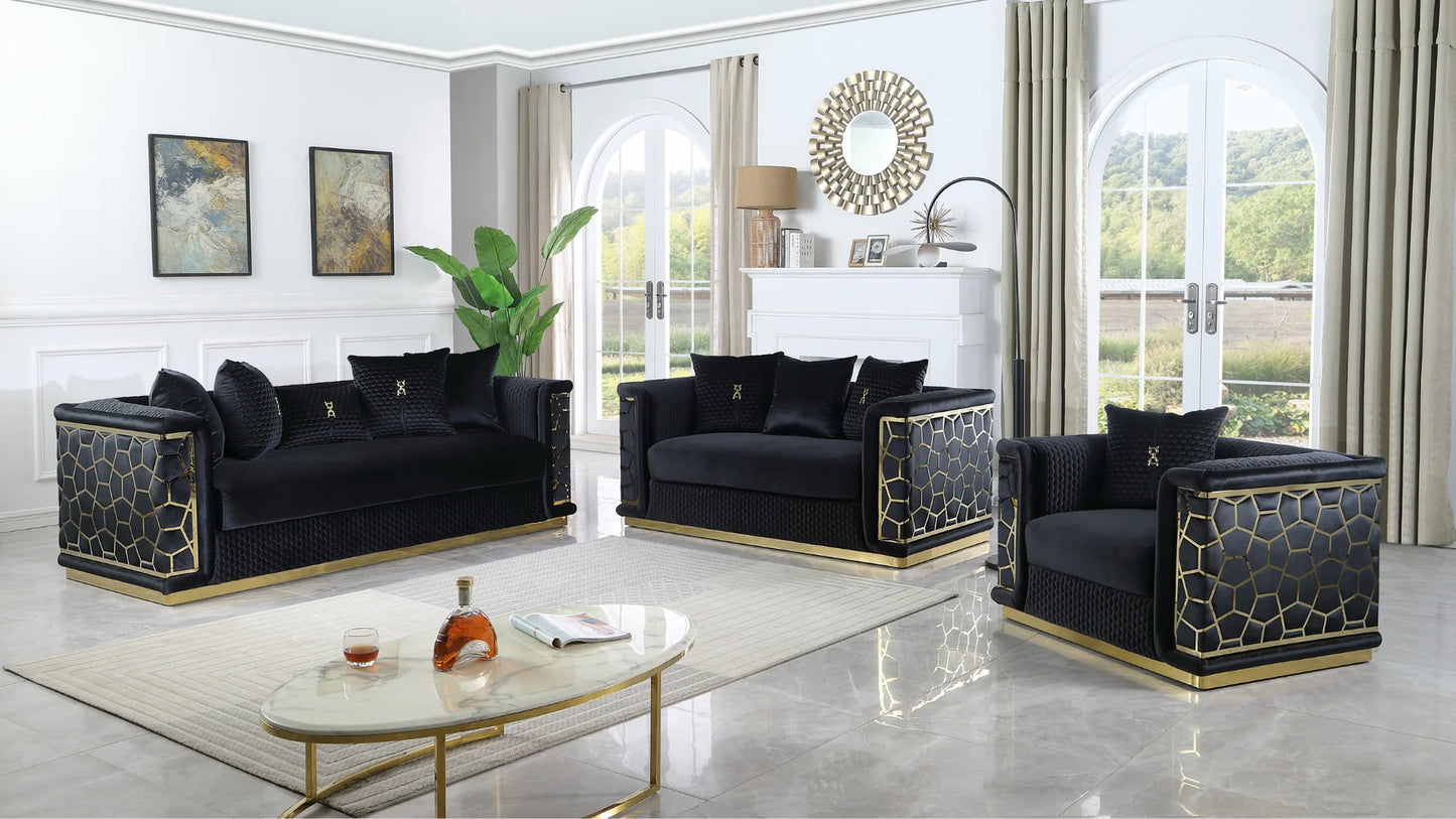 Stella Living Room Set – Black (S1015)