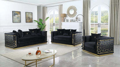 Stella Living Room Set – Black (S1015)