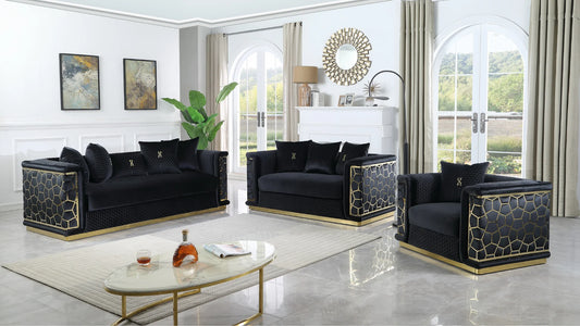 Stella Living Room Set – Black (S1015)
