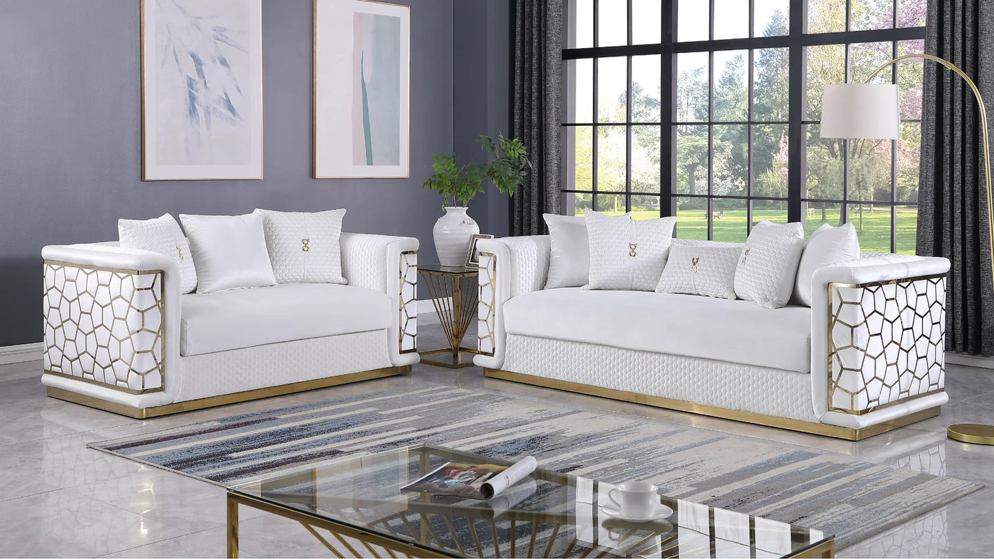 Stella Living Room Set – White (S1015)