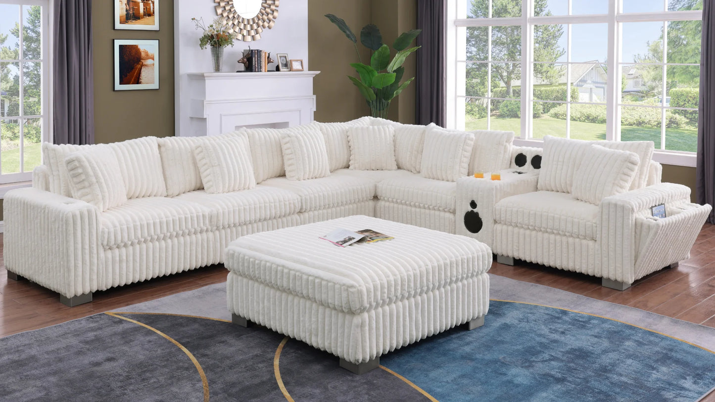 Snuggle Station Modular Sectional with Ottoman & Console (S329)