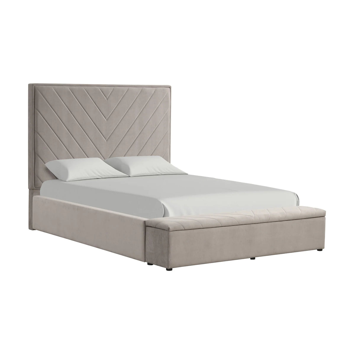Mio Velvet Storage Bed | Gray | Queen