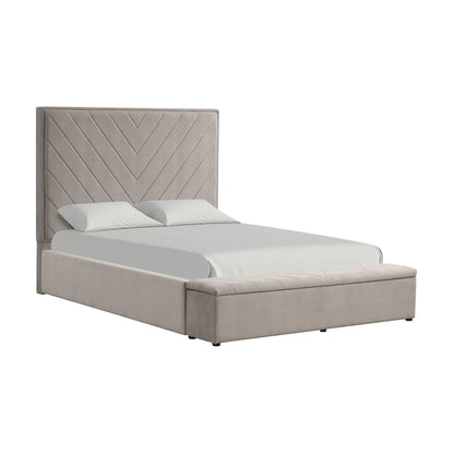 Mio Velvet Storage Bed | Gray | Queen