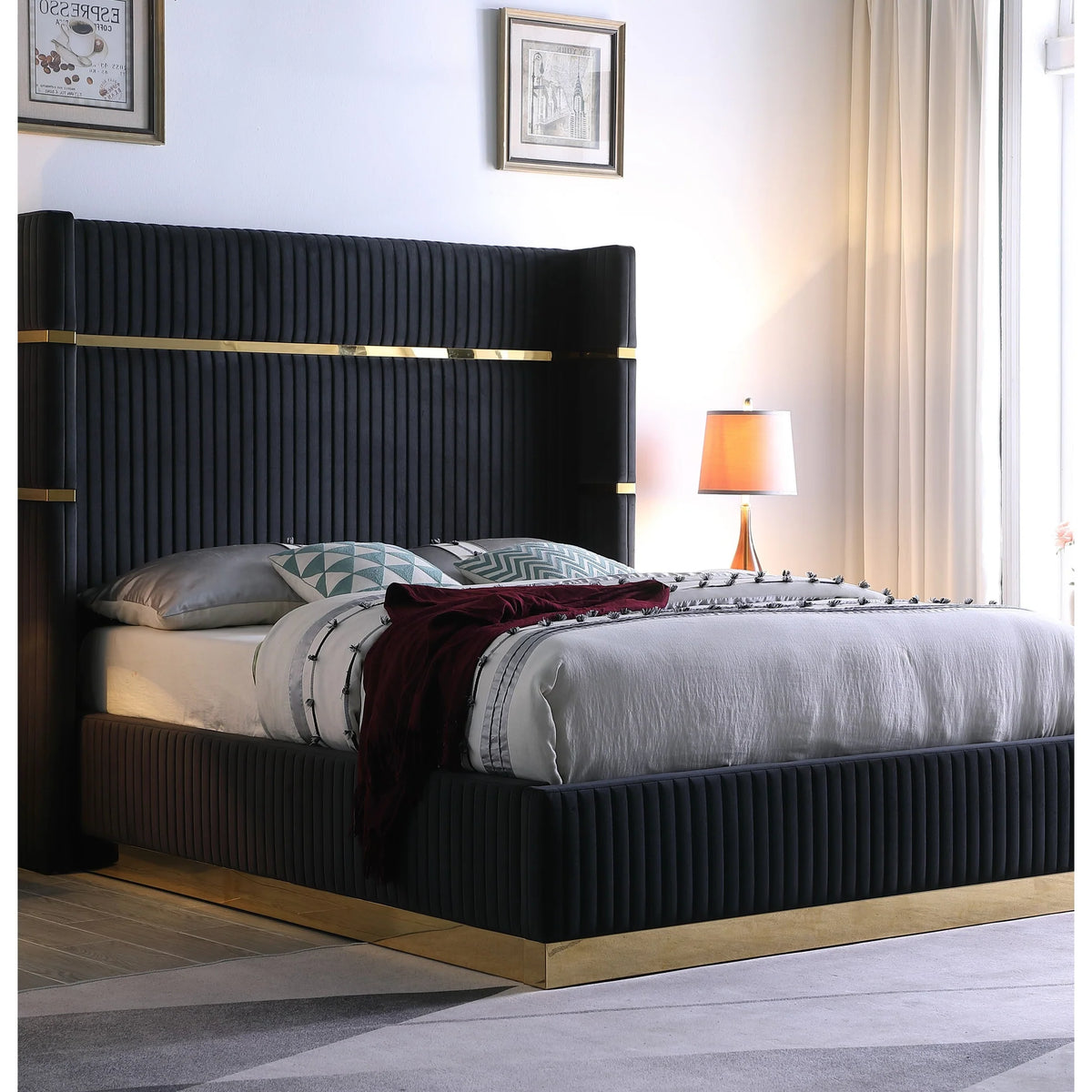 Aspen Channel-Tufted Upholstered Bed | Black