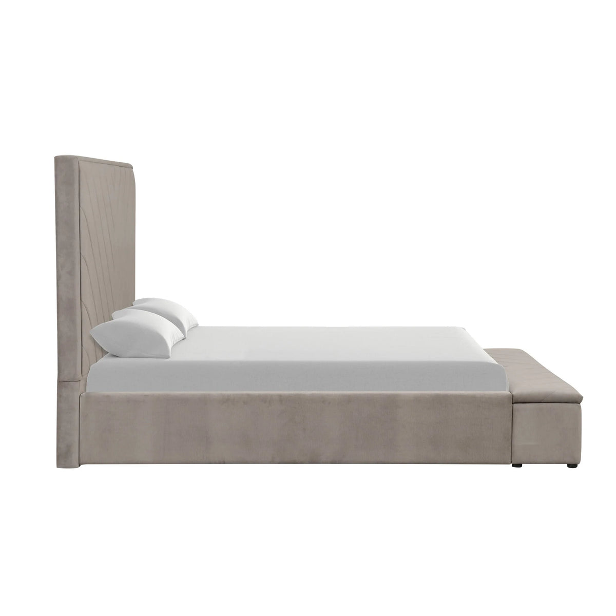 Mio Velvet Storage Bed | Gray | Queen