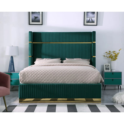 Aspen Channel-Tufted Upholstered Bed | Green