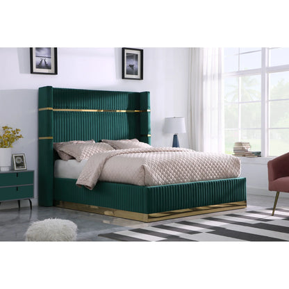 Aspen Channel-Tufted Upholstered Bed | Green