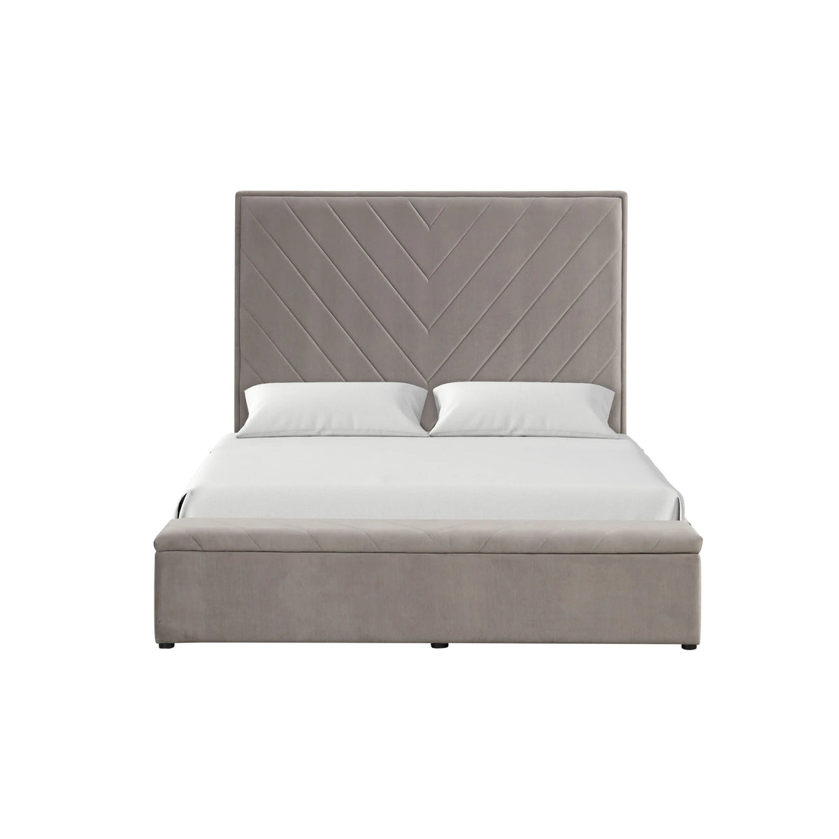 Mio Velvet Storage Bed | Gray | Queen
