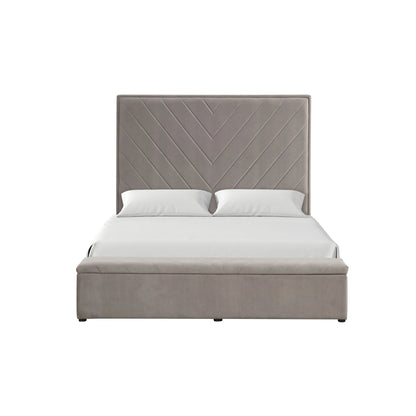 Mio Velvet Storage Bed | Gray | Queen