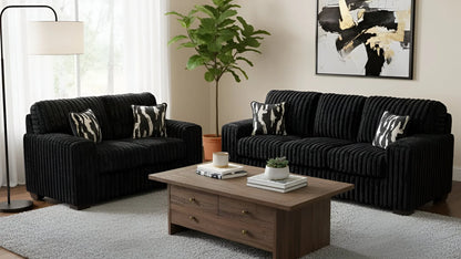 Maverick Corduroy Sofa & Loveseat Set | Black