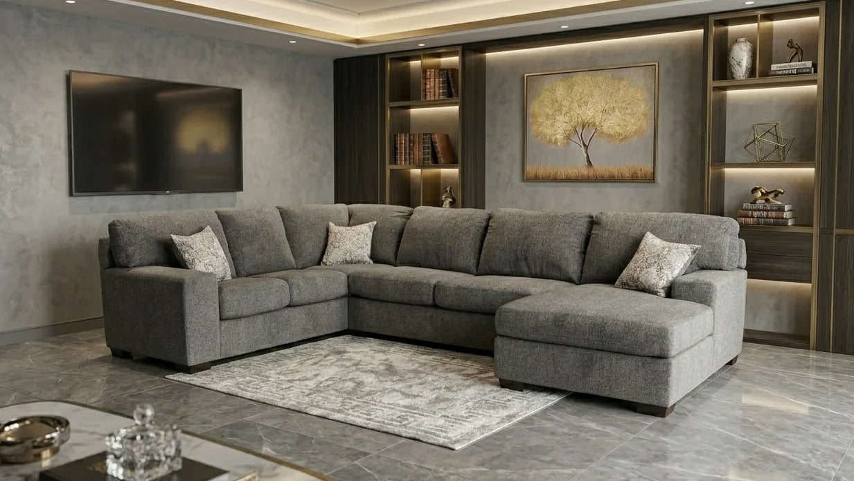 Austin Oversized Sectional Sofa with Chaise | Ash Chenille