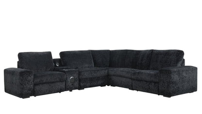 Amelia Black Power Reclining Sectional (w/ Bluetooth Speakers)
