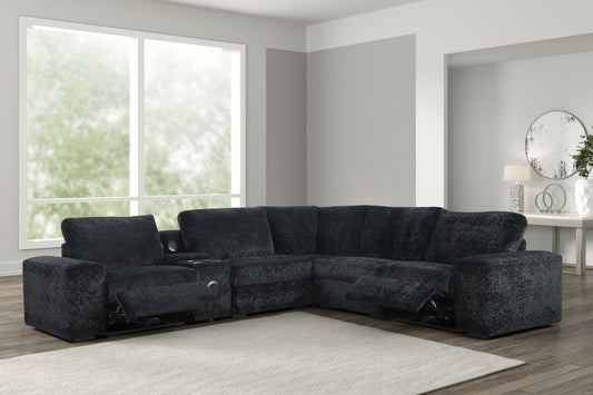 Amelia Black Power Reclining Sectional (w/ Bluetooth Speakers)