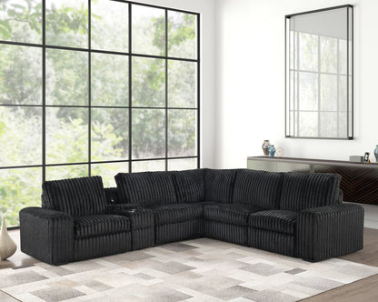 Amelia Black Power Reclining Sectional (w/ Bluetooth Speakers)