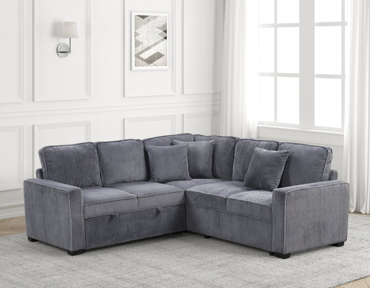 Ariel Charcoal Sectional With Pull-Out Bed