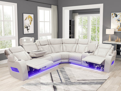 Barcelona Sand Power Reclining Sectional (Power Headrests)