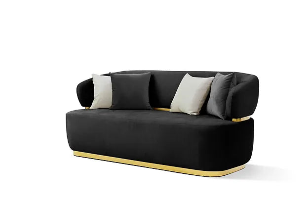 S906 Eden (Black) 2pcs Sofa & Loveseat