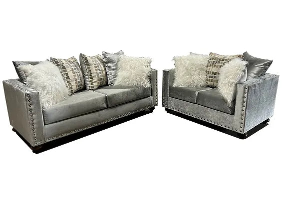 S315 Silver Sofa and Loveseat