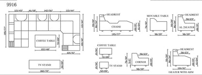 MI-9916 Matrix Sectional with Coffee table and TV Stand