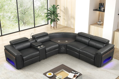 Holiday Black Power Reclining Sectional (w/ Bluetooth Speakers)