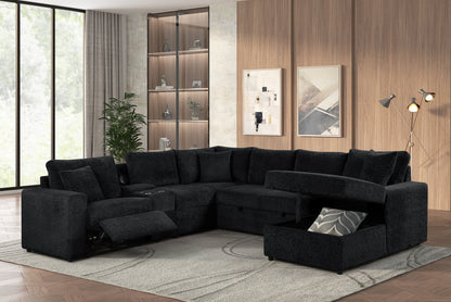Hunter Sleeper Sectional with Storage, Pull-Out Bed & Bluetooth Speaker | Black