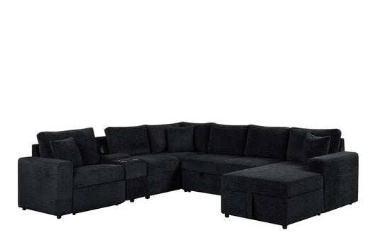 Hunter Sleeper Sectional with Storage, Pull-Out Bed & Bluetooth Speaker | Black