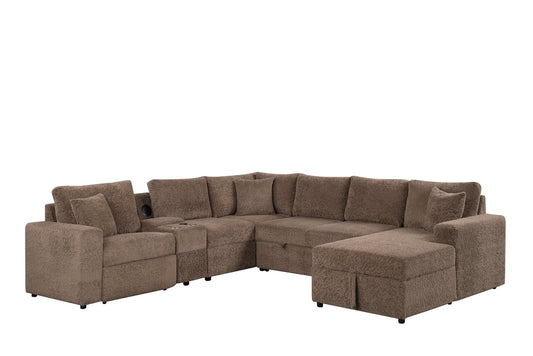 Hunter Sleeper Sectional with Storage, Pull-Out Bed & Bluetooth Speaker | Mocha